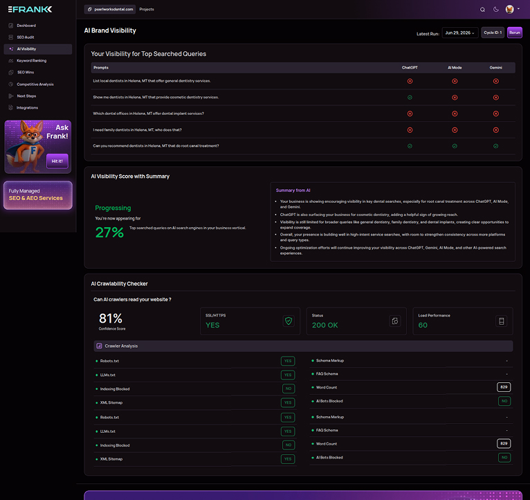 Frank dashboard